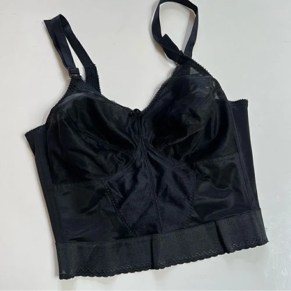 Vintage 1980s Sexy Black Bustier Corset Girdle Bralette 36C